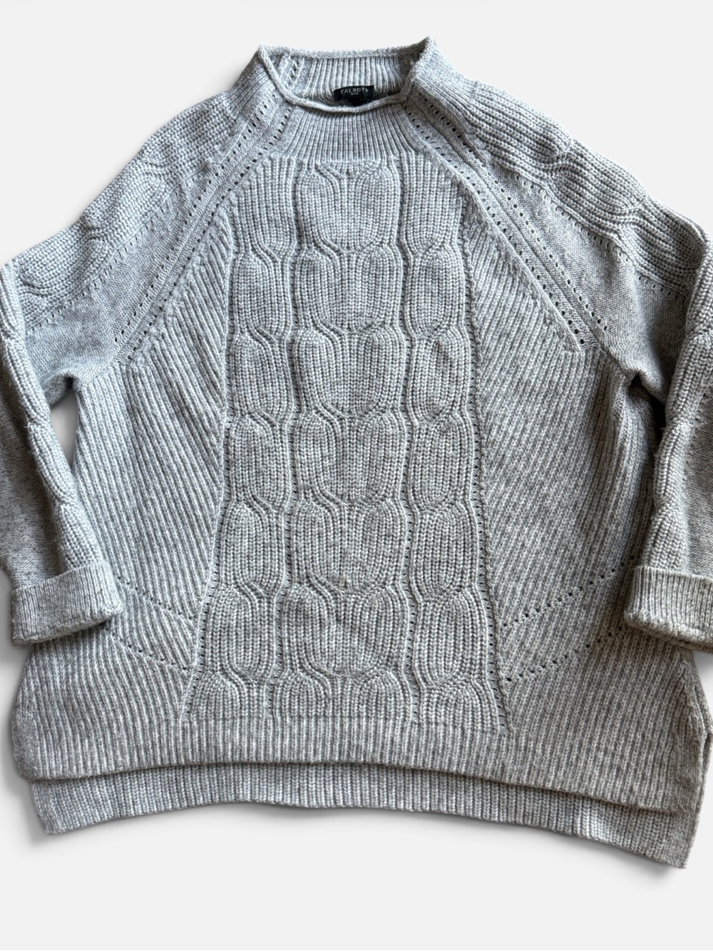 Talbots Petite Light Gray Cable-Knit Sweater!